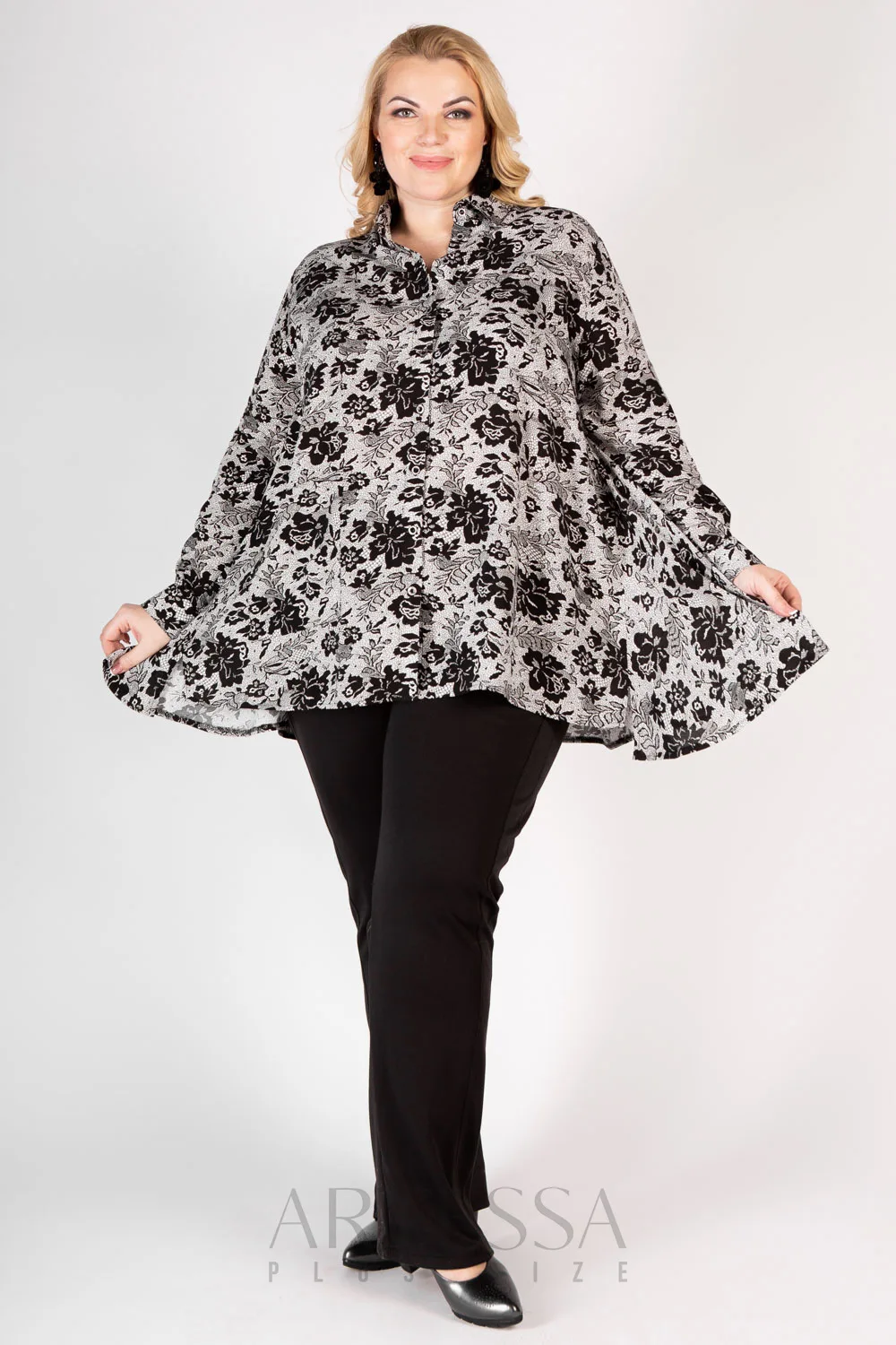 Необычная рубашка ARTESSA Plus size трапеция штапель|Рубашки| |