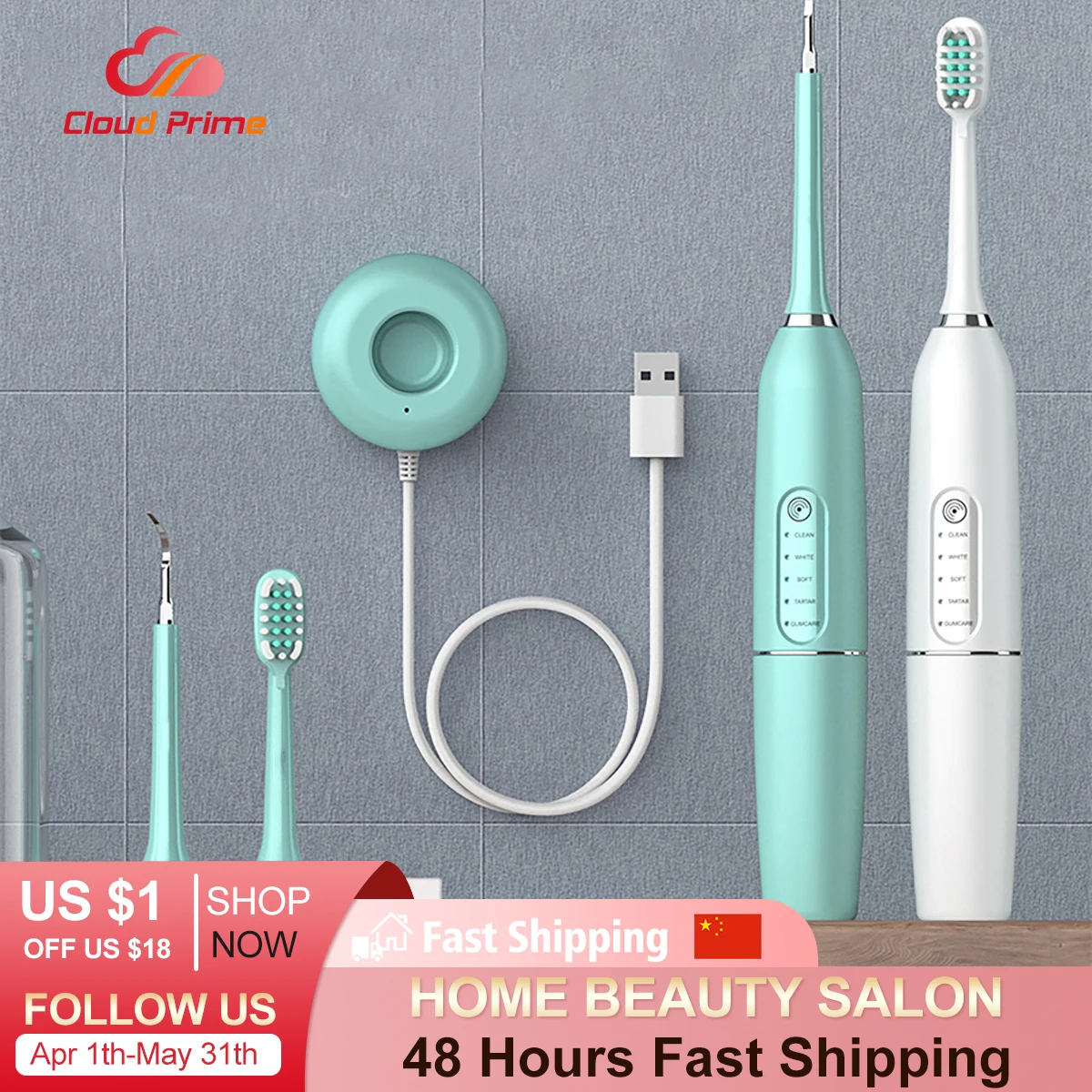 

Electric Calculus Remover Teeth Whitening Cleaning Dental Tartar Scraper Tooth Polisher Stain Eraser High Frequency Vibration