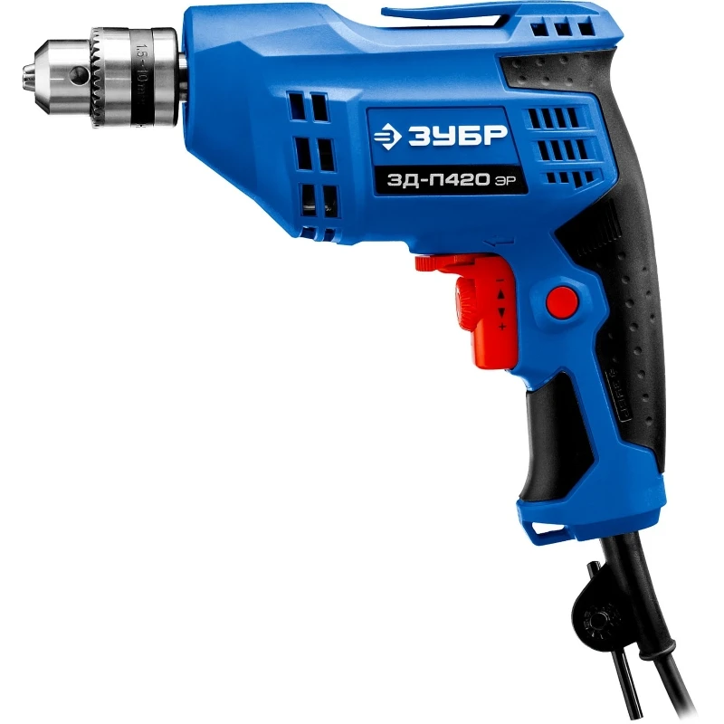 Reversible Drill ZUBR Professional ZD-P420 ER (electronic speed control) key cartridge 10 mm 420 W Multi Purpose Corded | Инструменты