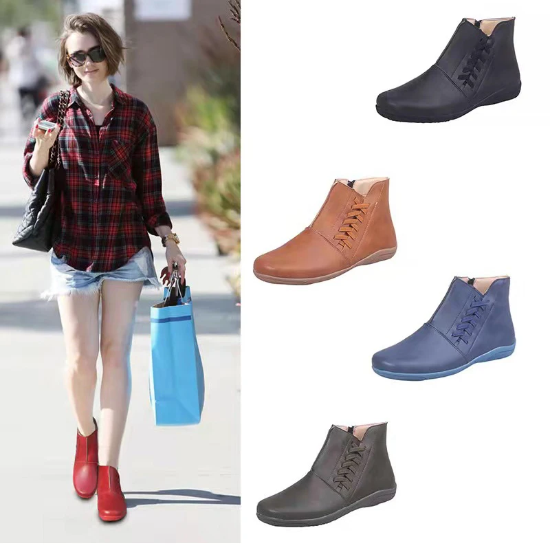 Women Fashion Boots New PU Leather Zip Lace Up Girls Shoes Classic Solid Color Vintage Martin Ankle Boots обувь женская весна
Women Fashion Boots New PU Leather Zip Lace Up Girls Shoes Classic Solid Color Vintage Martin Ankle Boots обувь женская весна
