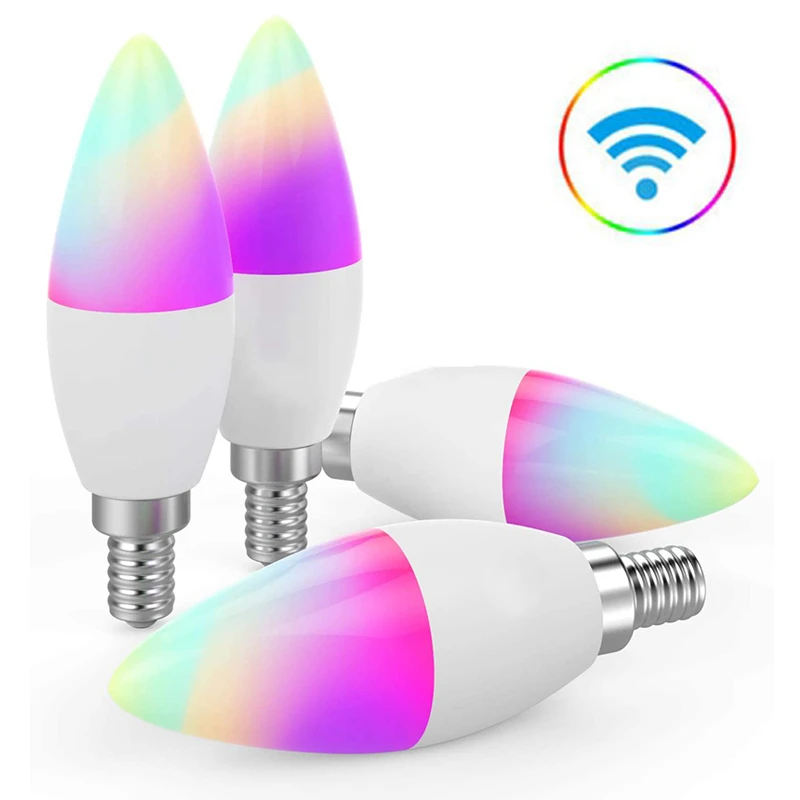 3 Pieces e14 Led Smart Wifi Light Bulb 5W RGB+C+W Dimmable Candle Bulb work with Alexa Google Assistant Remote Control for Home
3 Pieces e14 Led Smart Wifi Light Bulb 5W RGB+C+W Dimmable Candle Bulb work with Alexa Google Assistant Remote Control for Home