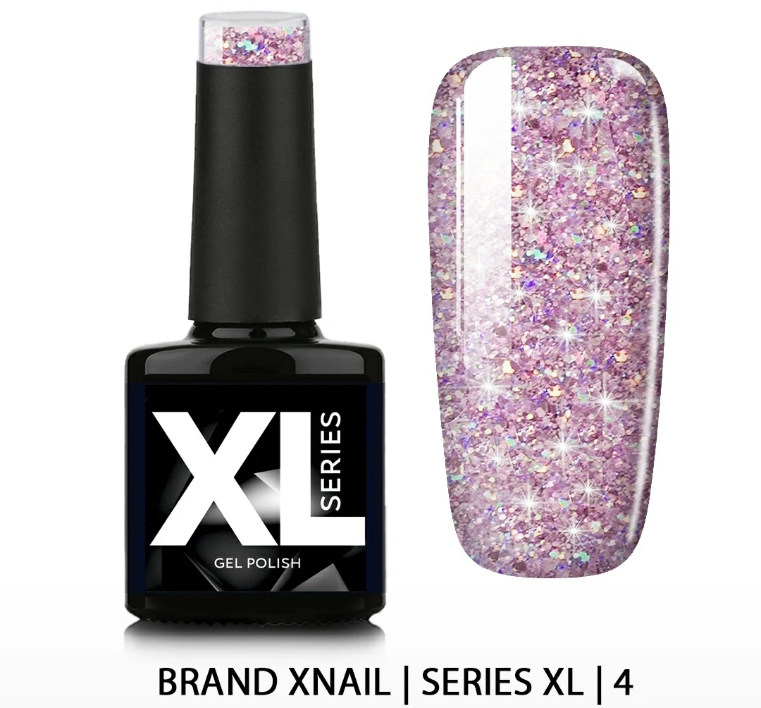 XNAIL ГЕЛЬ-ЛАК SERIES XL — С БЛЕСТКАМИ №4 10МЛ | Красота и здоровье