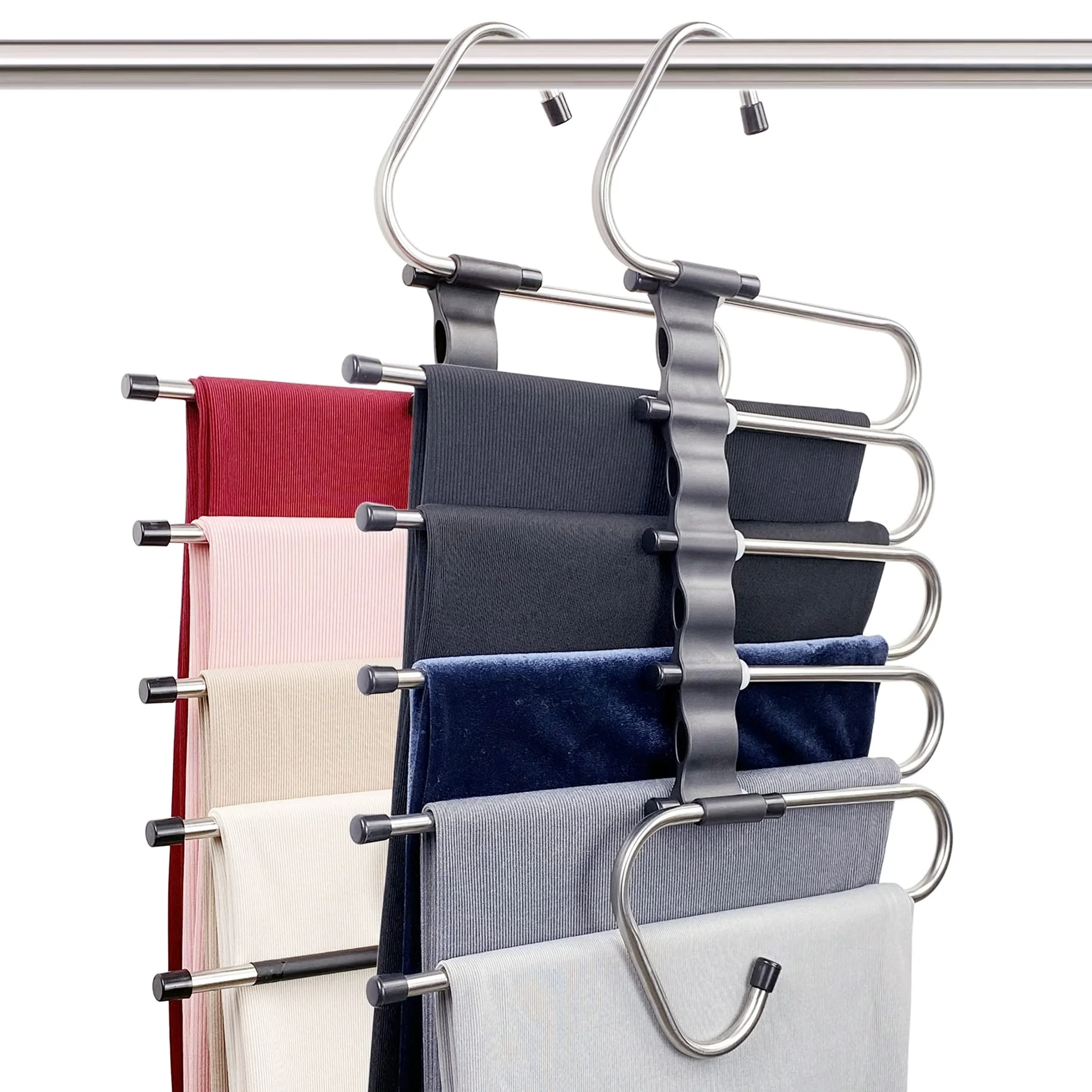 Magic Pants Hangers Space Saving - 2 Pack for Closet Multiple Layers Multifunctional Uses Rack Organizer for Trousers Scarves
Magic Pants Hangers Space Saving - 2 Pack for Closet Multiple Layers Multifunctional Uses Rack Organizer for Trousers Scarves