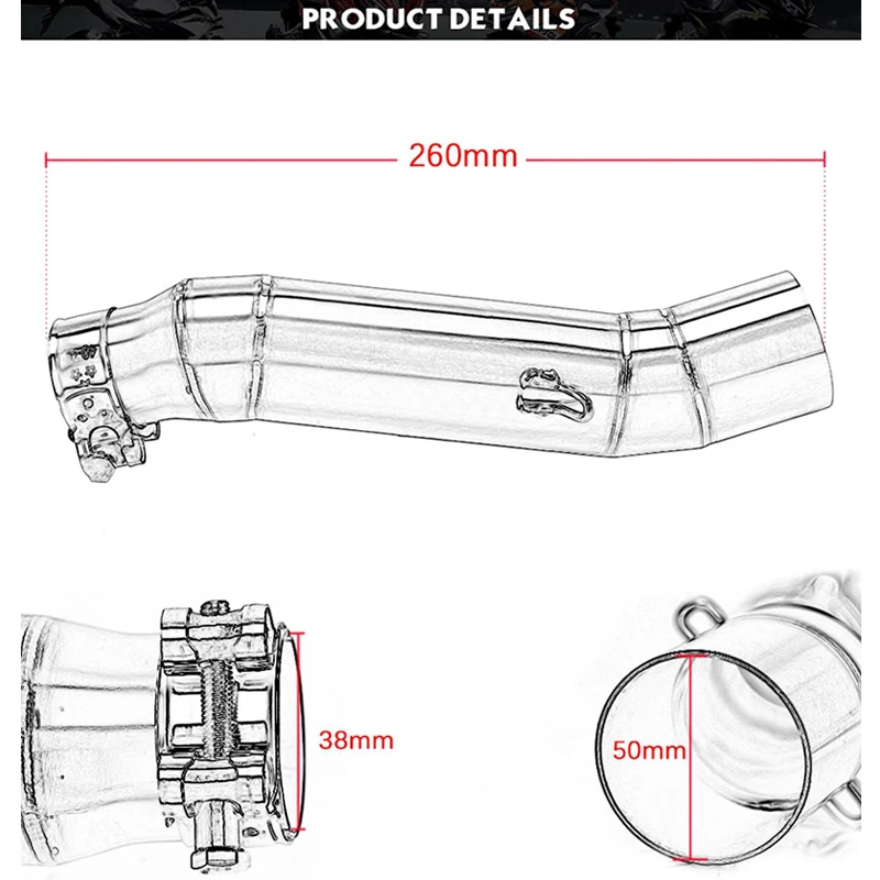 For Honda CBR300R CB300F Motorcycle Exhaust Link Pipe Modified System Middle Connect Section Stainless Steel 51mm 
For Honda CBR300R CB300F Motorcycle Exhaust Link Pipe Modified System Middle Connect Section Stainless Steel 51mm