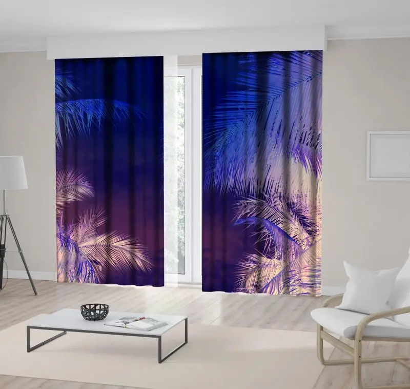 Curtain Palm Tree Branches Leaves Against Sky Tropical Coast Stylized Photo Printed Blue Purple
Curtain Palm Tree Branches Leaves Against Sky Tropical Coast Stylized Photo Printed Blue Purple