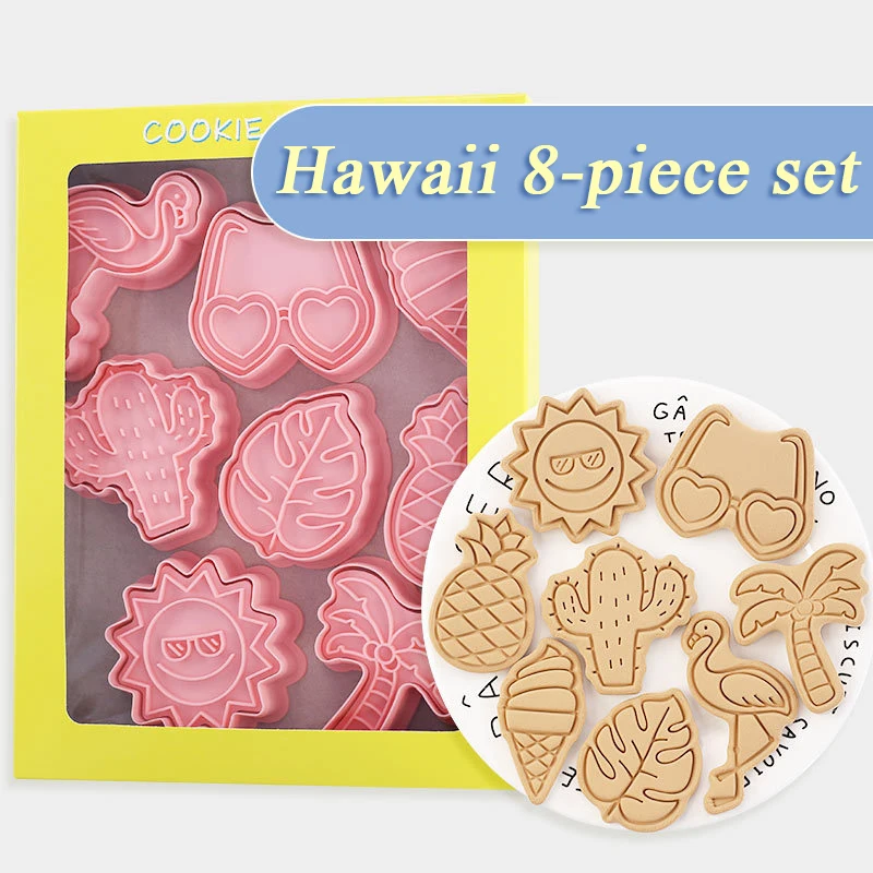 8pcs/set Hawaii flamingo Cookie Cutters Plastic 3D Cartoon Pressable Biscuit Mold for summer beach Party Kitchen Baking Supplies
8pcs/set Hawaii flamingo Cookie Cutters Plastic 3D Cartoon Pressable Biscuit Mold for summer beach Party Kitchen Baking Supplies