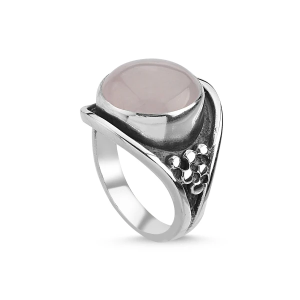 

Серебряное 925 пробы кольцо с розовым кварцем ручной работы