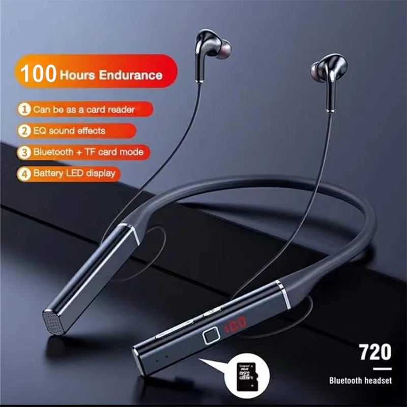 

100 Hours Playback Wireless Bluetooth Earphones Magnetic Sports Running Headset IPX5 Waterproof Sport earbuds Noise reduction