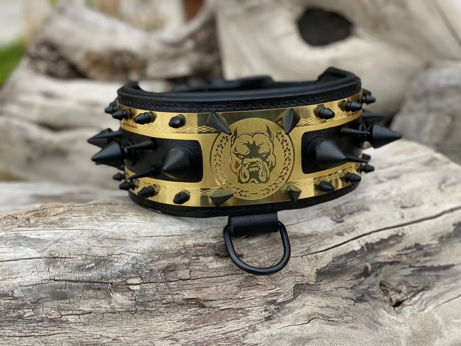 Leather Studded Dog Collar and Leash with Spikes for Dogs - Black,Gold,White Dog Collars
Leather Studded Dog Collar and Leash with Spikes for Dogs - Black,Gold,White Dog Collars