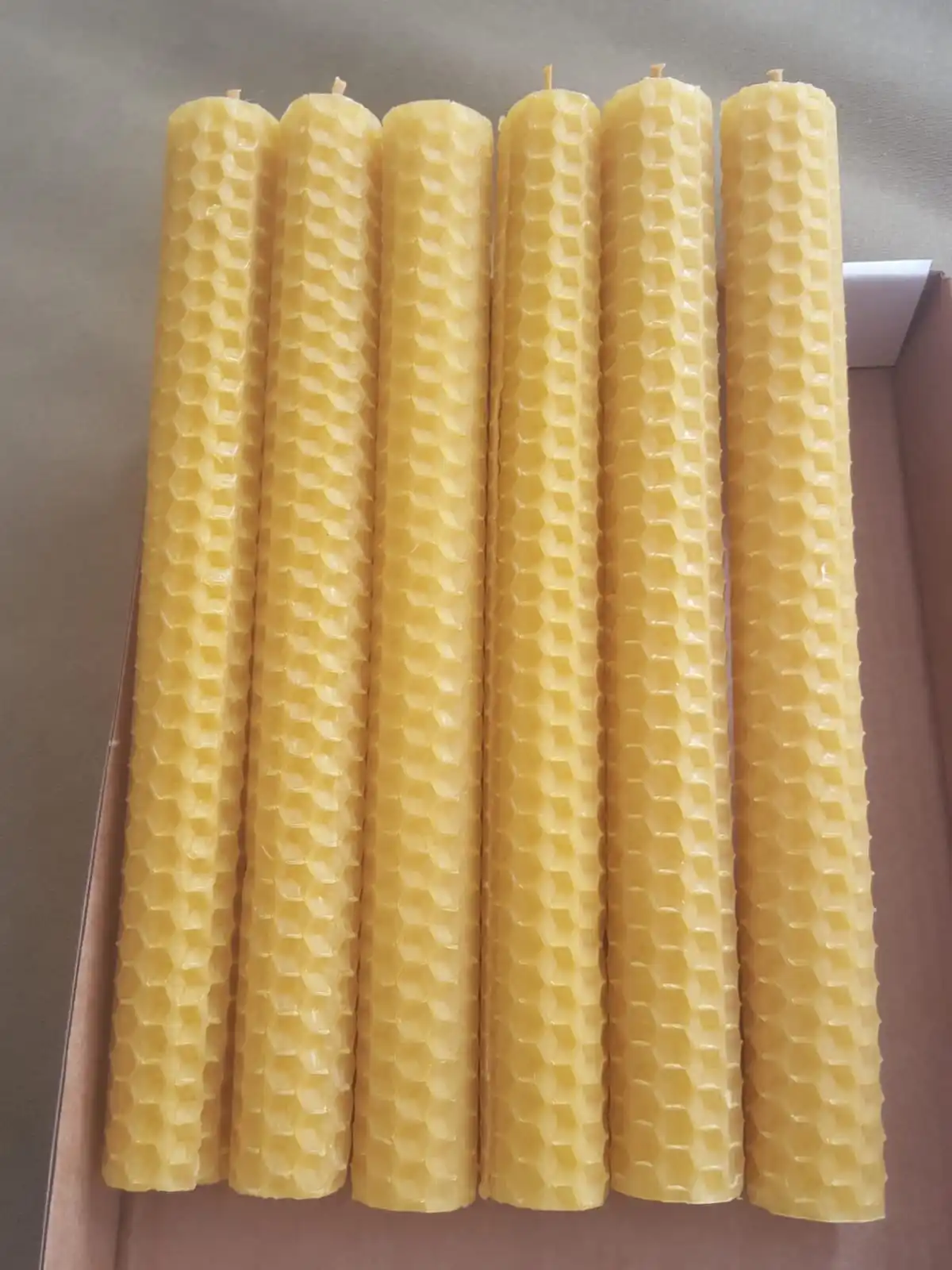 Honey wax Taper Candles natural 8 Inches Tall 0.8 Inches Diameter, Decorative and Dripless, 4 Hours Burn