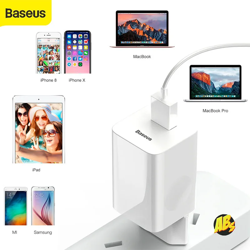 Baseus зарядный адаптер Quick Charge QC 3.0 24W оригинал зарядка для iPhone iPad Android сетевое ЗУ