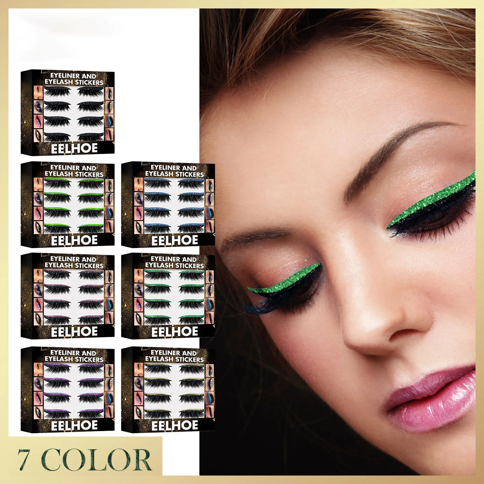 4Pairs 8Pc False Lashes Reusable Eyeliner and Eyelash Stickers With Glittle 7 Color Little Devil Cosplay Easy To Use And Remover
4Pairs 8Pc False Lashes Reusable Eyeliner and Eyelash Stickers With Glittle 7 Color Little Devil Cosplay Easy To Use And Remover