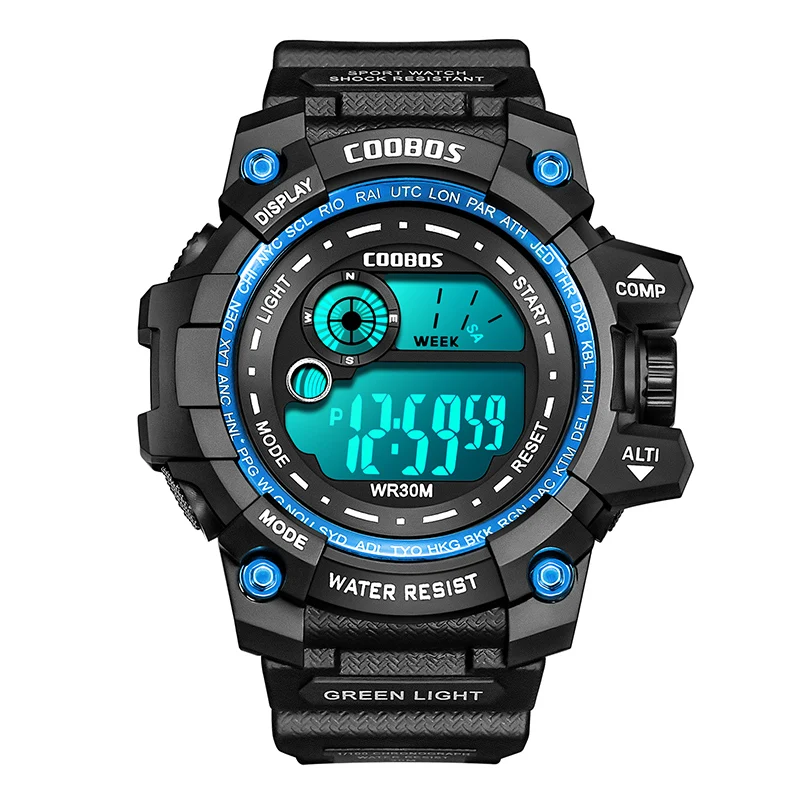 Часы наручные COOBOS мужские светодиодные цифровые светящиеся модные спортивные