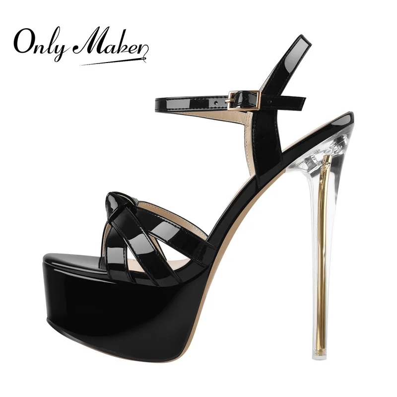 Onlymaker Ankle Buckle Platform Sandals Transparent Metal Thin High Heels Patent Leather Cross Band Shoes
Onlymaker Ankle Buckle Platform Sandals Transparent Metal Thin High Heels Patent Leather Cross Band Shoes