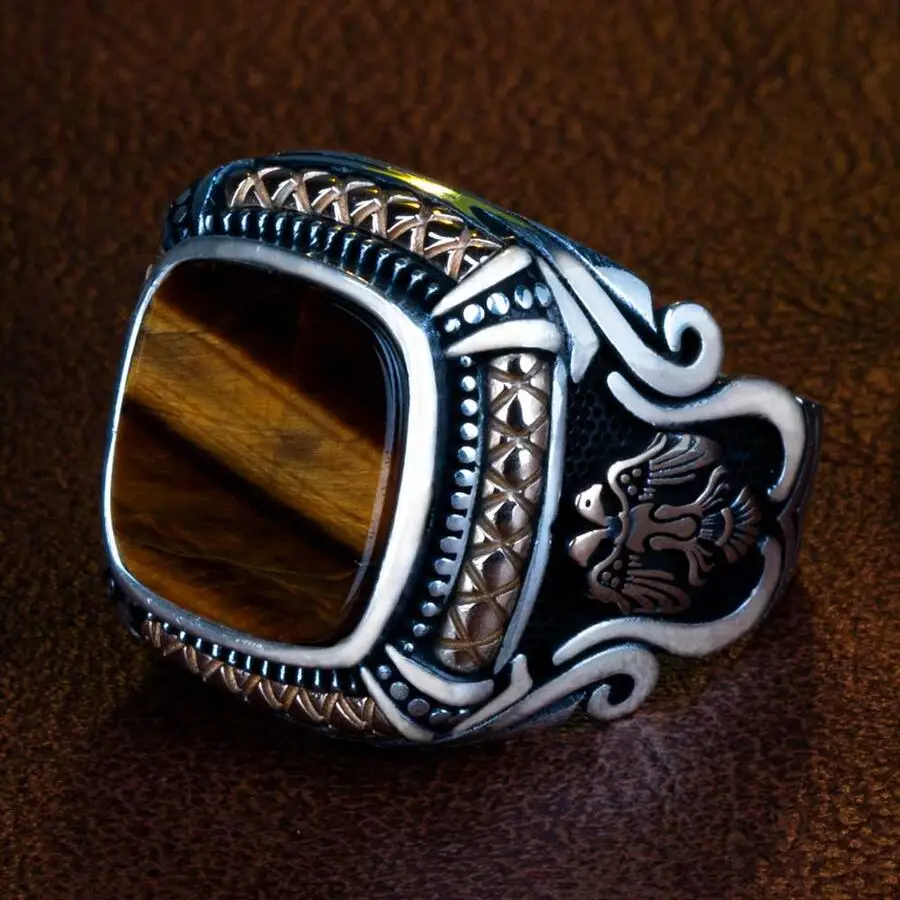 Tiger Eyes Gemstone Men Ring Vintage Square Silver Ring Two Hawk Style Ring Animal Ornate Jewelry Perfect Men Gift
Tiger Eyes Gemstone Men Ring Vintage Square Silver Ring Two Hawk Style Ring Animal Ornate Jewelry Perfect Men Gift