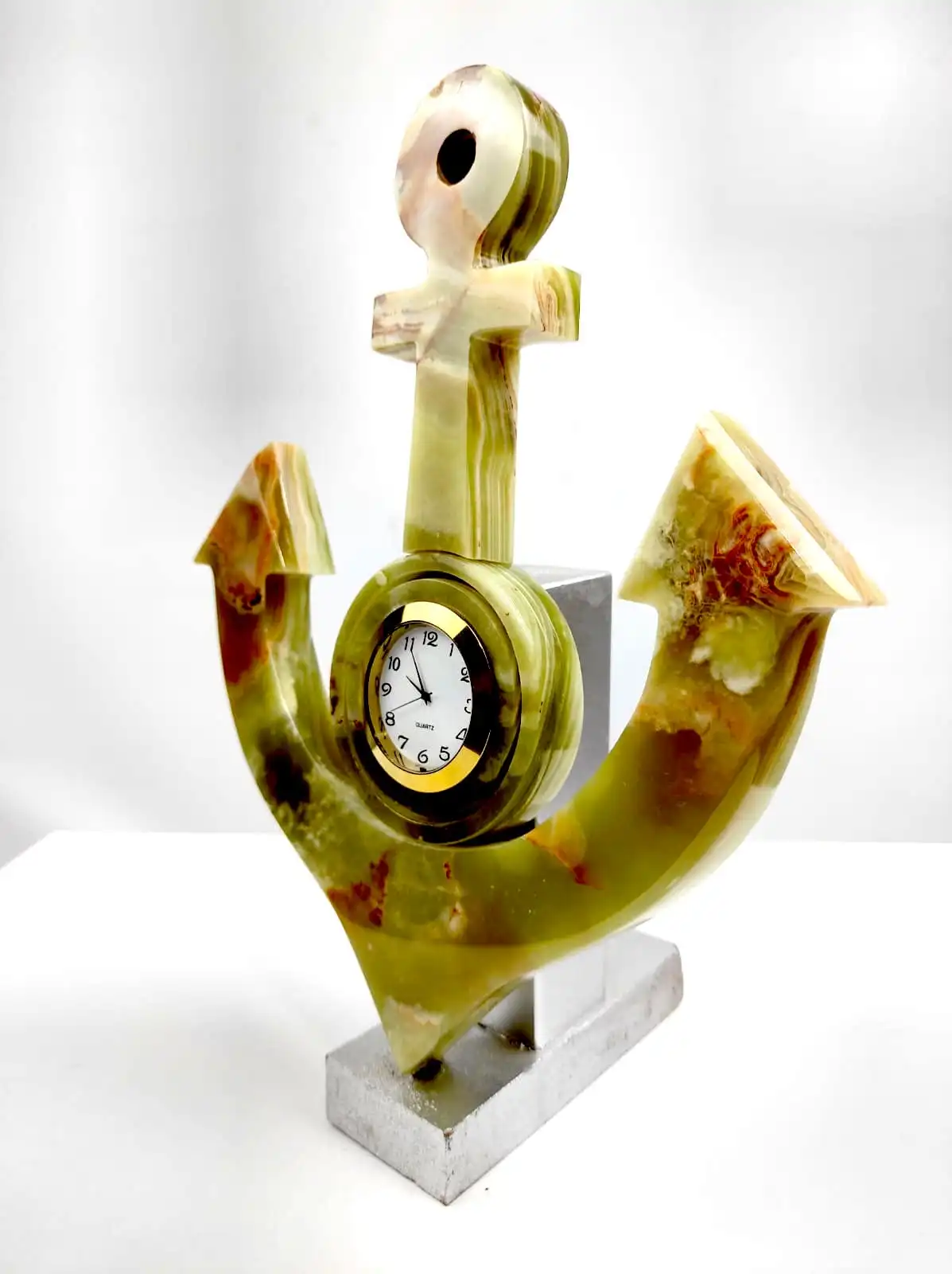 8" Natural Onyx Anchor Designed Khaki Colour Crystal Stones Room Ornaments Clock Decoration Gems
8" Natural Onyx Anchor Designed Khaki Colour Crystal Stones Room Ornaments Clock Decoration Gems