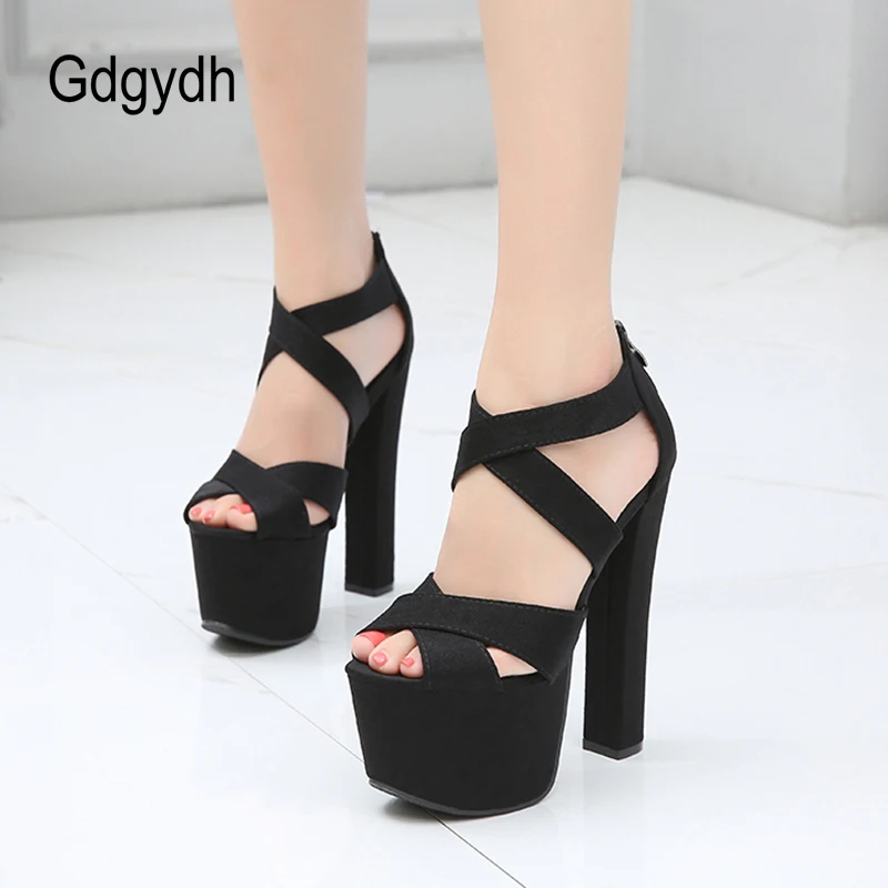 Gdgydh Summer Women Platform Block Heels Sandals Black Party Cross Strap Back Zipper Roman High Heels Shoes Peep Toe
Gdgydh Summer Women Platform Block Heels Sandals Black Party Cross Strap Back Zipper Roman High Heels Shoes Peep Toe