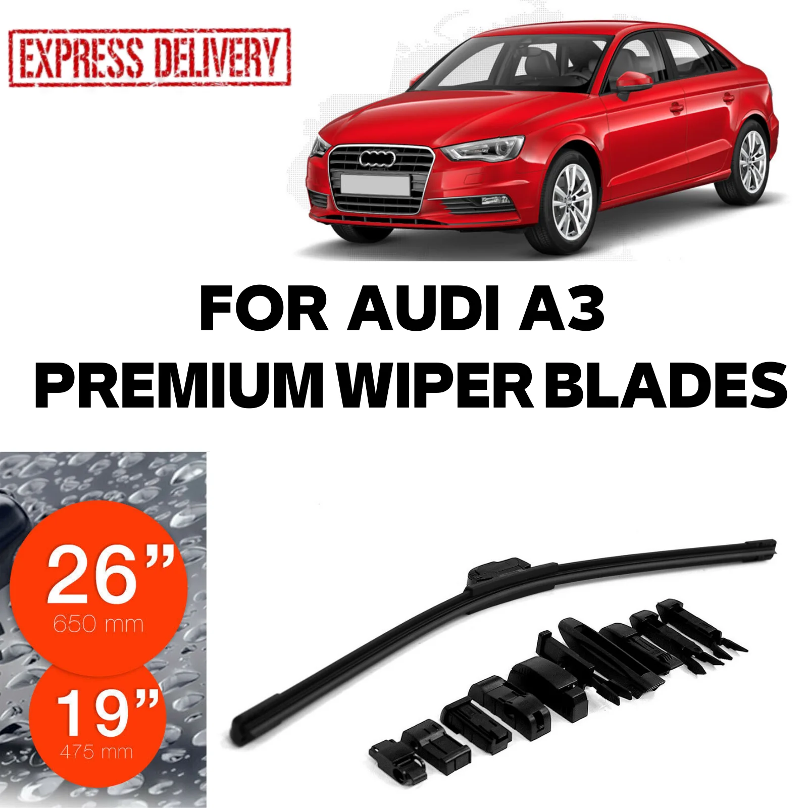 Audi A3 2015-2018 Premium Wiper Blades for 19 "26 Combo Pack Rain Rubber Black Car Special İnce Sezsiz Autumn winter
Audi A3 2015-2018 Premium Wiper Blades for 19 "26 Combo Pack Rain Rubber Black Car Special İnce Sezsiz Autumn winter