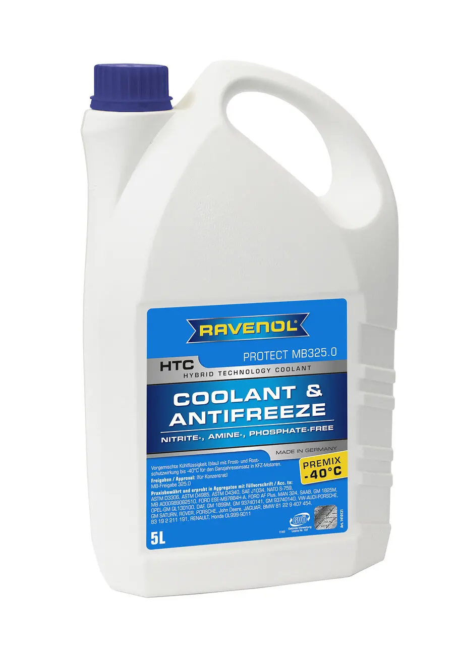 Антифриз готовый к прим. синий RAVENOL HTC Hybrid Techn.Coolant Premix 40C ( 5л)|Антифриз/охлаждающая