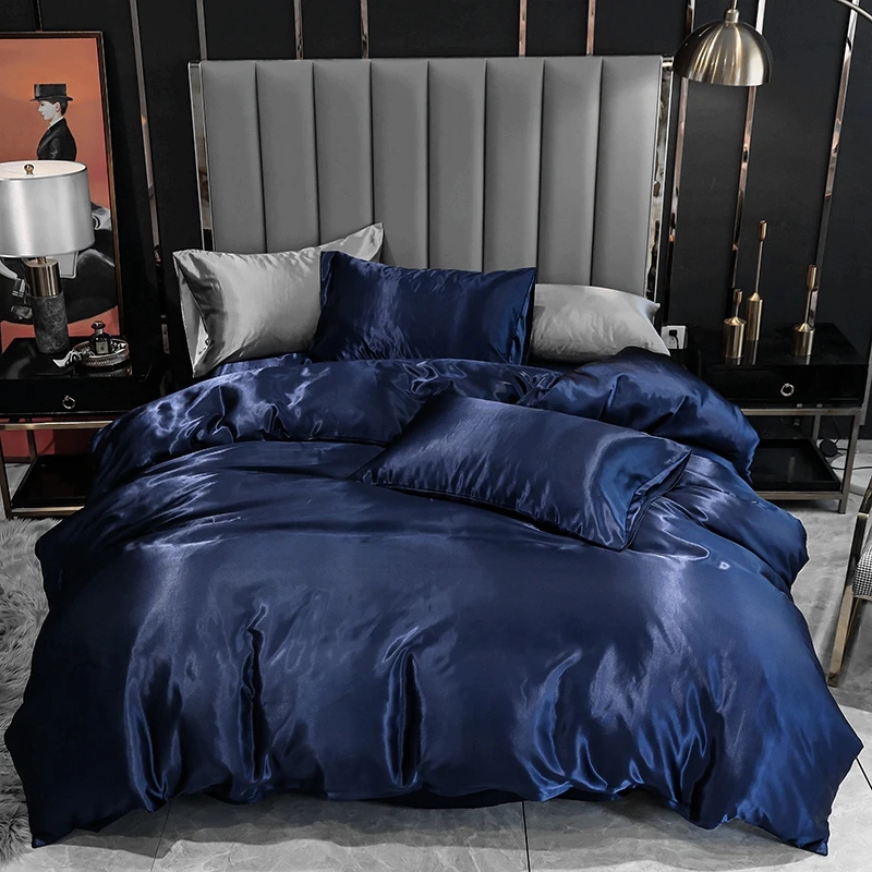 Luxury Artificial Silk Satin Bedding Set Solid Color 3pcs Duvet Cover With Pillowcases Single Double King 220x240 No Bed Sheet
Luxury Artificial Silk Satin Bedding Set Solid Color 3pcs Duvet Cover With Pillowcases Single Double King 220x240 No Bed Sheet