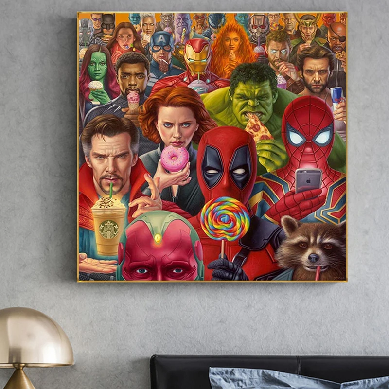Spoof Marvel Superhero Canvas Painting Wall Art Funny Disney Movie Characters Posters And Prints For Living Room Home Decor
Spoof Marvel Superhero Canvas Painting Wall Art Funny Disney Movie Characters Posters And Prints For Living Room Home Decor