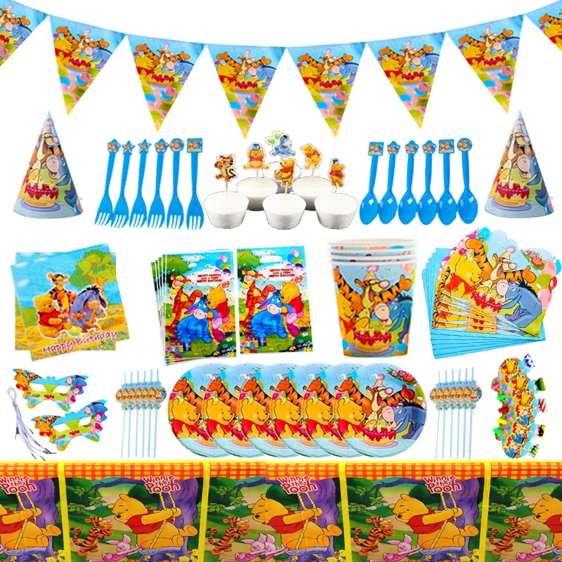 Disney Cartoon Winnie The Pooh Happy Birthday Party Decorations Disposable Tableware Set Baby Shower For Kids Birthday Supplies
Disney Cartoon Winnie The Pooh Happy Birthday Party Decorations Disposable Tableware Set Baby Shower For Kids Birthday Supplies