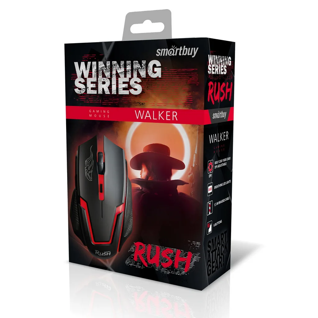 Мышь проводная игровая Smartbuy 722 RUSH Walker черная (SBM-722G-K)/40 - купить по выгодной цене |