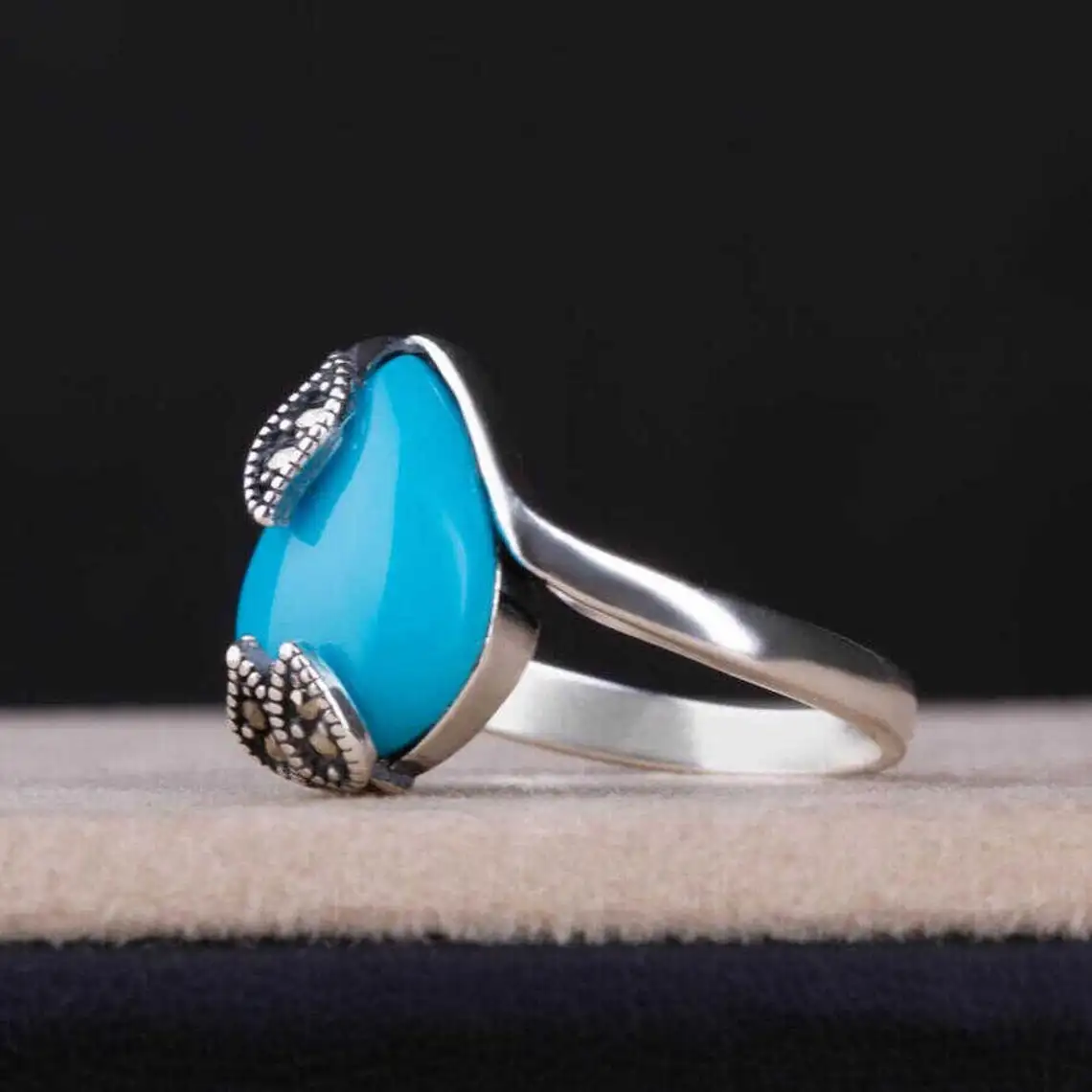 Women Handmade Ring With Drop Blue Turquoise Stone Wedding Anniversary Engagement Gift Silver Jewelry Solid 925 Sterling Silver
Women Handmade Ring With Drop Blue Turquoise Stone Wedding Anniversary Engagement Gift Silver Jewelry Solid 925 Sterling Silver