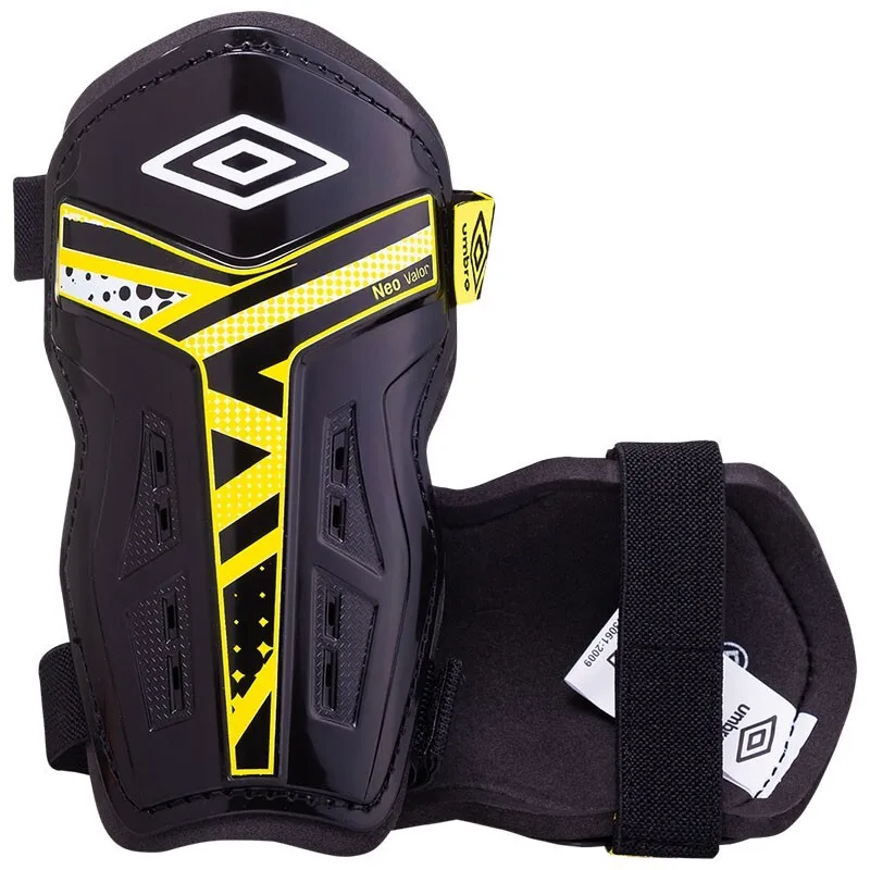 Щитки UMBRO Neo Valor Slip арт.20892U-FND р.L без голен. 2 лип пласт ЭВА черно-бело-желтый | Спорт и
