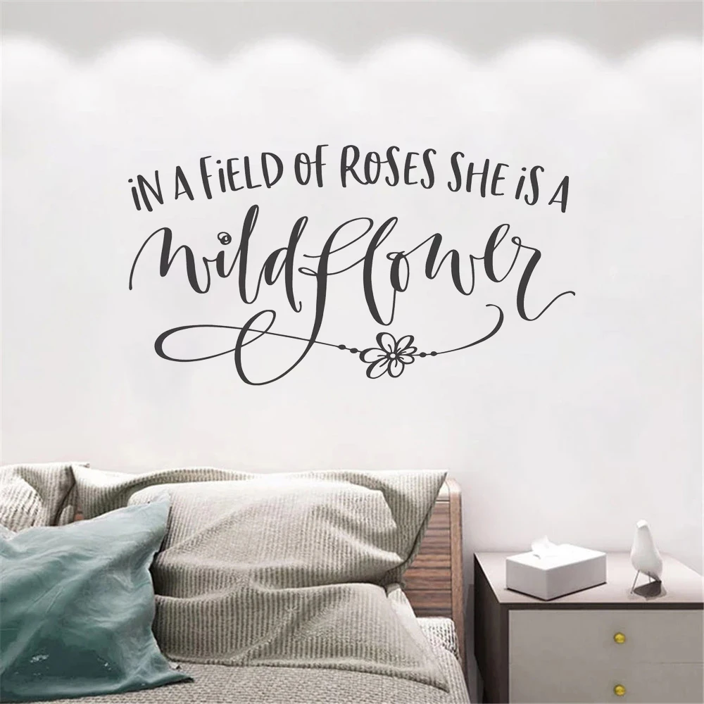 

Wall Stickers In A Field Of Roses She Is A Wildflower Quotes Decals For Kids Rooms Decor Murals Vinyl Livingroom Poster HJ0829