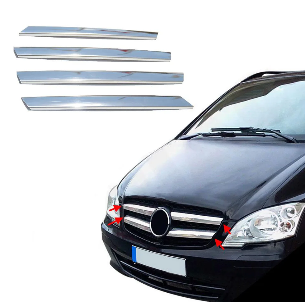 Передняя хромированная решетка Mercedes Vito/W639 Facelift из нержавеющей стали (2010-2014), 4 шт.
Передняя хромированная решетка Mercedes Vito/W639 Facelift из нержавеющей стали (2010-2014), 4 шт.