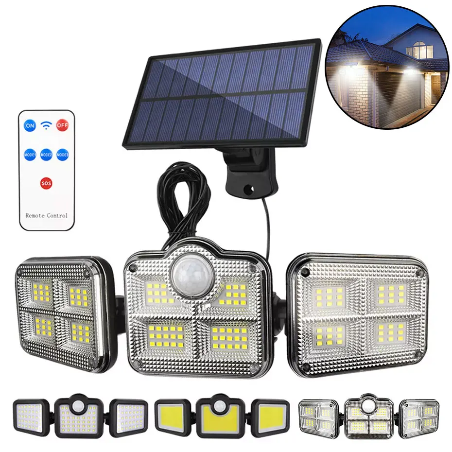122 108 171 LED Solar Lights Outdoor 3 Head Motion Sensor Remote Control IP65 Waterproof Wall Lamp for Garden Decoration
122 108 171 LED Solar Lights Outdoor 3 Head Motion Sensor Remote Control IP65 Waterproof Wall Lamp for Garden Decoration
