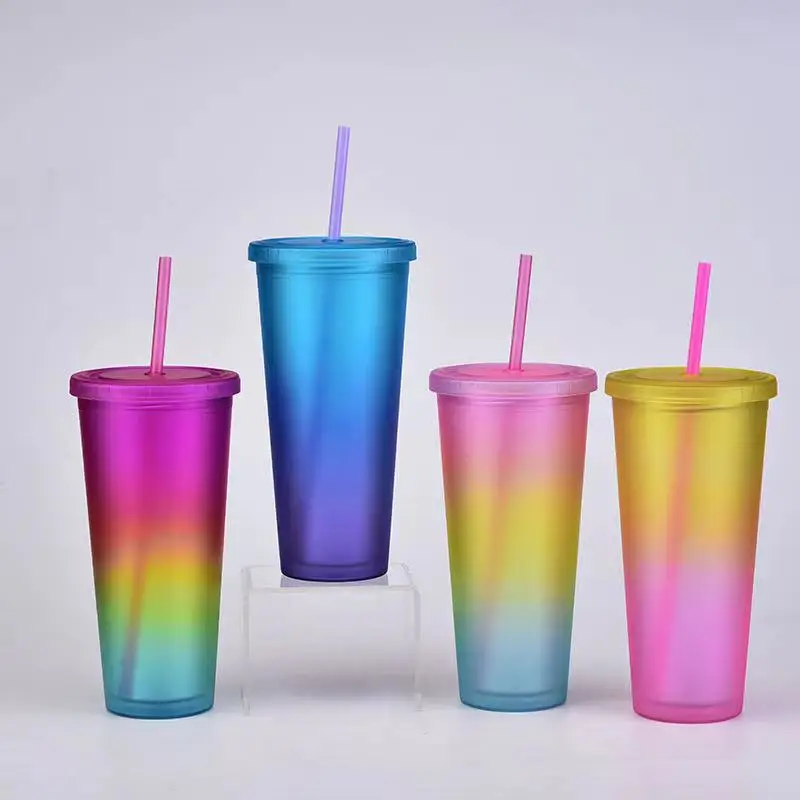 Cup With Straw Gradient Color Double Layer Plastic 700ml Can Hold Water And Coffee Mug Acrylic Tumbler For Cold Hot Drinks
Cup With Straw Gradient Color Double Layer Plastic 700ml Can Hold Water And Coffee Mug Acrylic Tumbler For Cold Hot Drinks