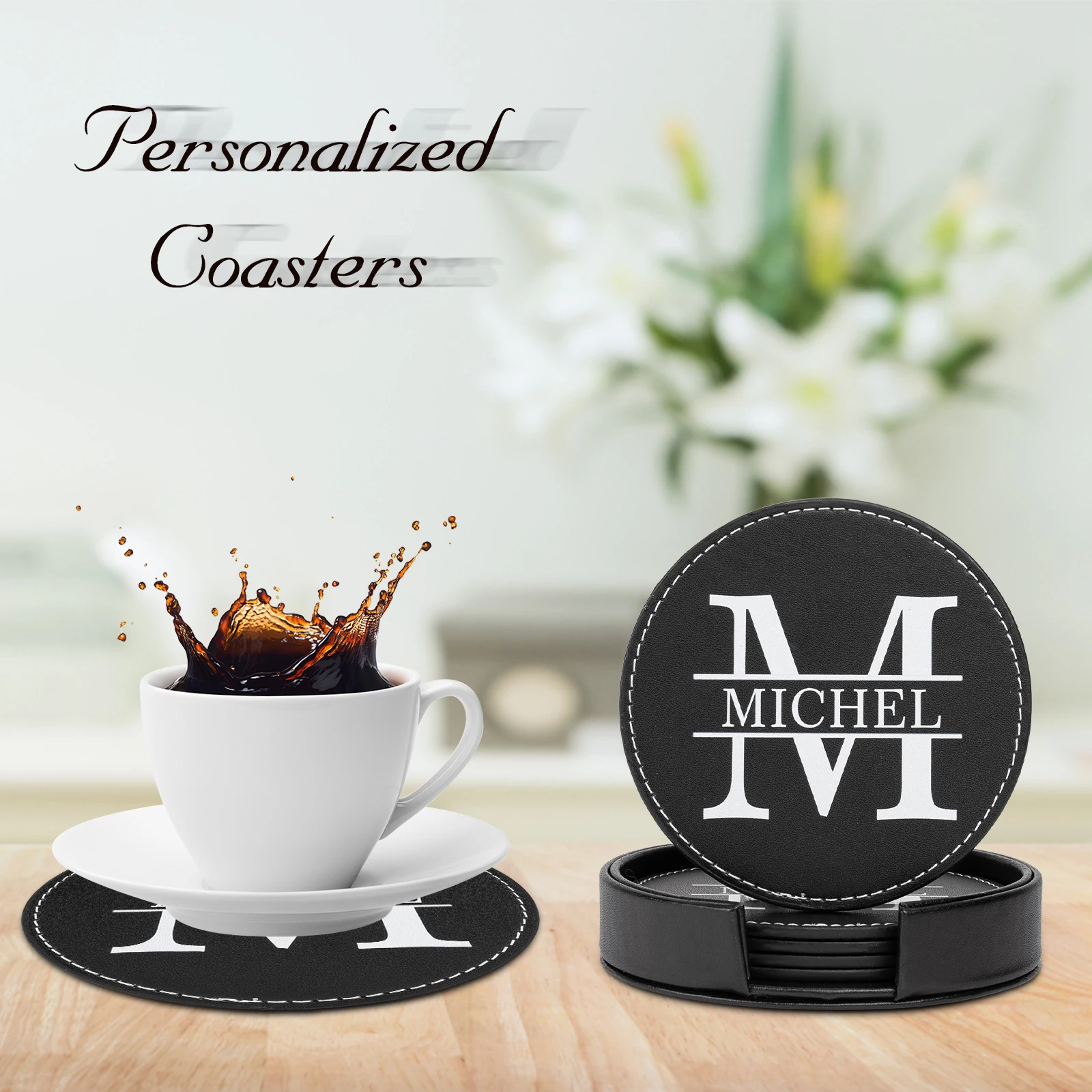 Personalized 5pcs/set Round Leather Coasters Holder Custom Leather Cup Mat Housewarming Wedding Anniversary Gift
Personalized 5pcs/set Round Leather Coasters Holder Custom Leather Cup Mat Housewarming Wedding Anniversary Gift