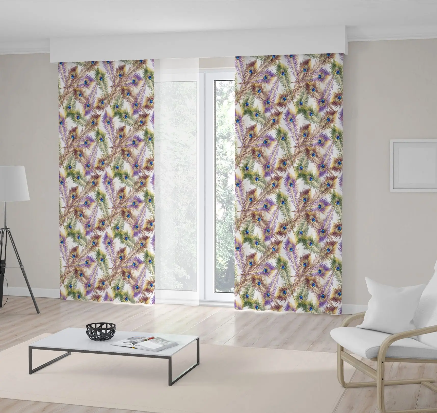 Curtain Colorful Peacock Feathers Illustration Eye Pattern in Purple Blue Green Vibrant Colors Exotic Birds Theme Art
Curtain Colorful Peacock Feathers Illustration Eye Pattern in Purple Blue Green Vibrant Colors Exotic Birds Theme Art