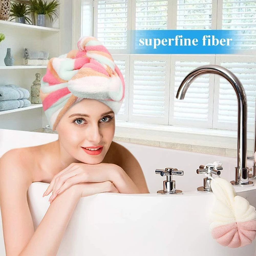 2 PCS set of Bathing Tools Hat With Thick, Soft Rainbow Absorbent Polyester Hair Dryer Cap Suitable for Everyone;
2 PCS set of Bathing Tools Hat With Thick, Soft Rainbow Absorbent Polyester Hair Dryer Cap Suitable for Everyone;