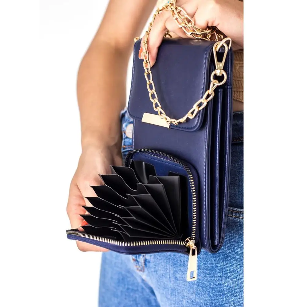 Dark Blue Chain Small Fashion Women Lady Crossbody 2 Compartments Wallet Bag and Magnetic Quality Cover For Password and Cards
Dark Blue Chain Small Fashion Women Lady Crossbody 2 Compartments Wallet Bag and Magnetic Quality Cover For Password and Cards