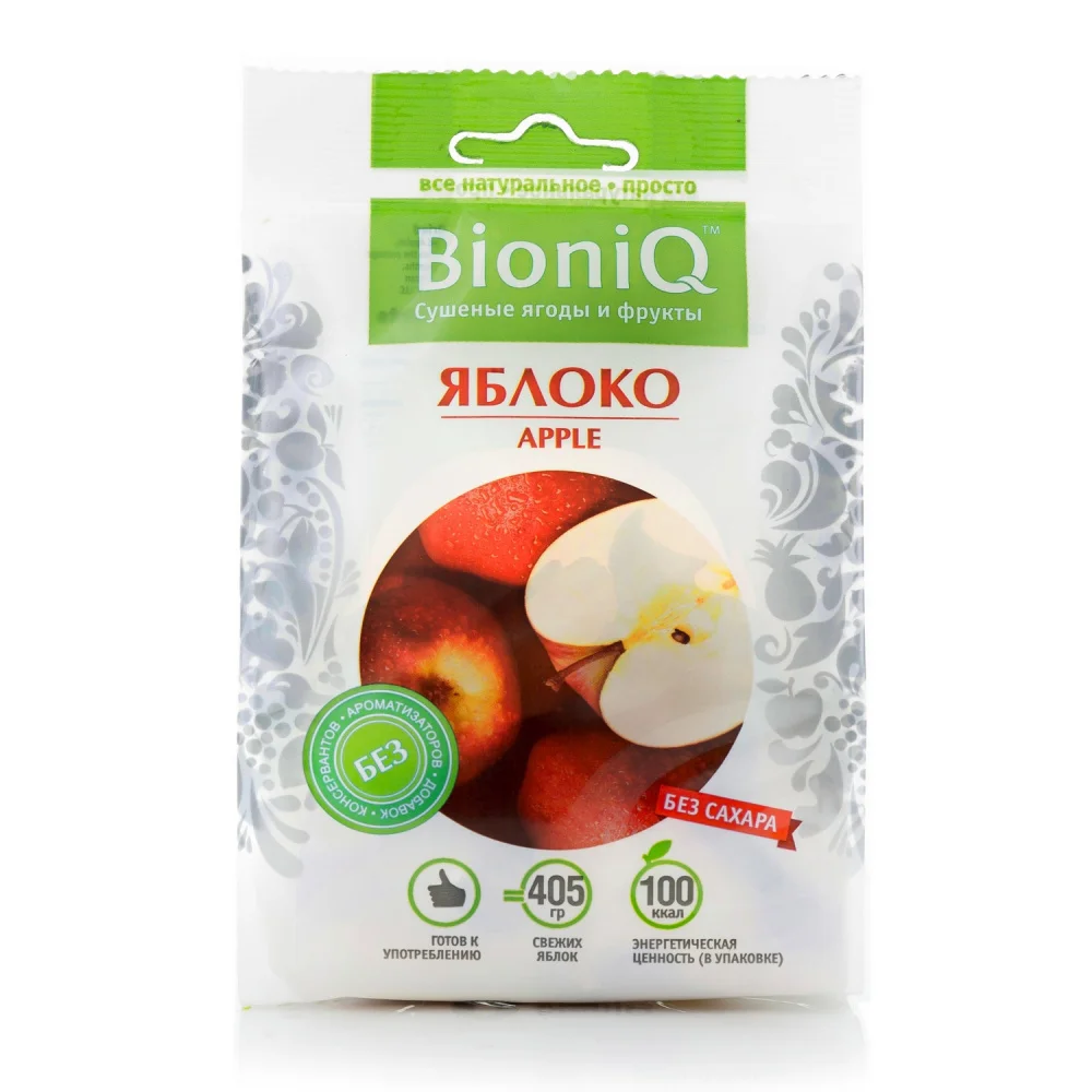 Яблоко сушеное Bioniq 50 гр | Продукты