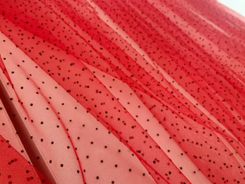 3 Yards Red Tulle Fabric With Mini Velvet Polka Dots, Flocking Polka Dots Tulle Fabric
3 Yards Red Tulle Fabric With Mini Velvet Polka Dots, Flocking Polka Dots Tulle Fabric