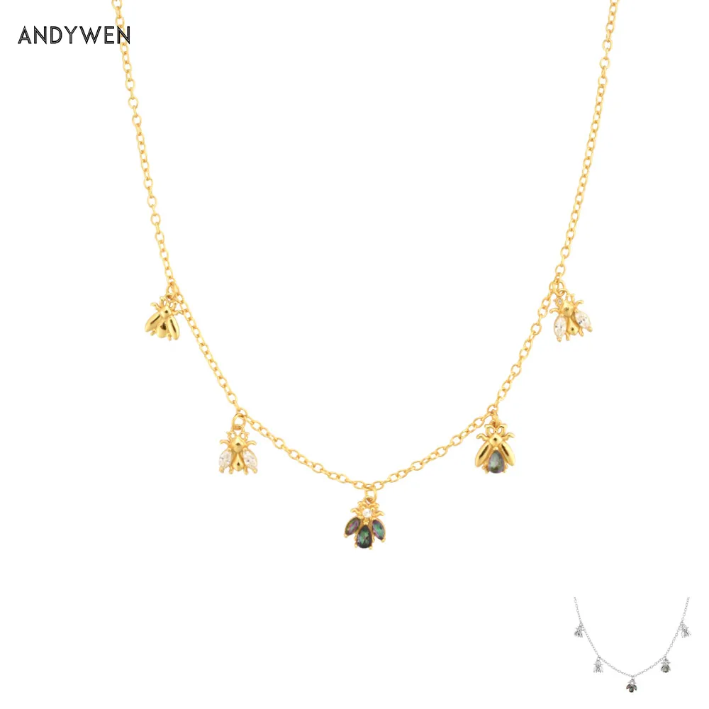 ANDYWEN 925 Sterling Silver Gold Color Bees Charm Choker Necklace Long Chain Fashion Jewelry 2021 Wedding Crystal Jewels
ANDYWEN 925 Sterling Silver Gold Color Bees Charm Choker Necklace Long Chain Fashion Jewelry 2021 Wedding Crystal Jewels