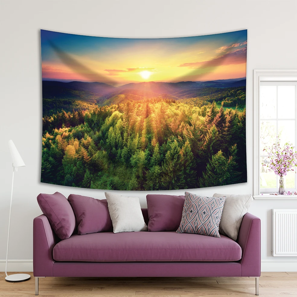 Tapestry Scenic Sunset over the Forest Hills Dramatic Colors Nature View in Green Blue Yellow Photo Print
Tapestry Scenic Sunset over the Forest Hills Dramatic Colors Nature View in Green Blue Yellow Photo Print