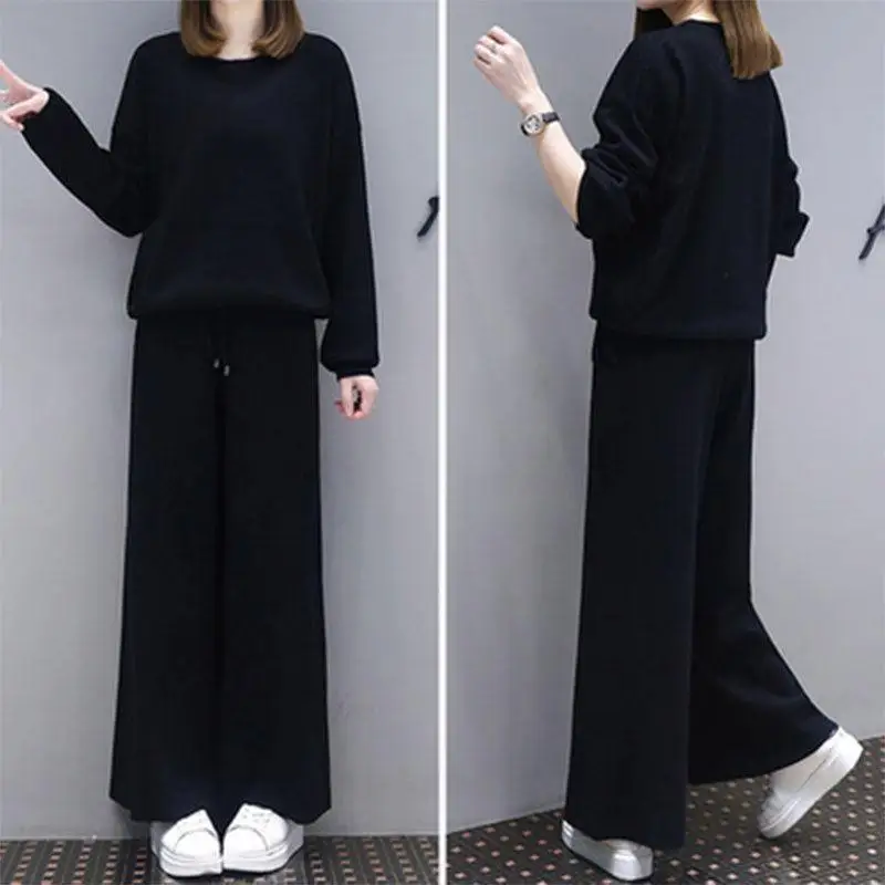 black Round neck Two Piece Set Tracksuit Women High Waist Wide Leg Pants Women Suit 2 Piece Set Women 2022 Jogging suit Running
black Round neck Two Piece Set Tracksuit Women High Waist Wide Leg Pants Women Suit 2 Piece Set Women 2022 Jogging suit Running