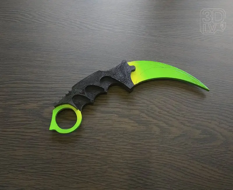 Нож Karambit №3 CS:GO дерево-фанера 1:1 собран и окрашен из 767 Standoff сувенирный для
