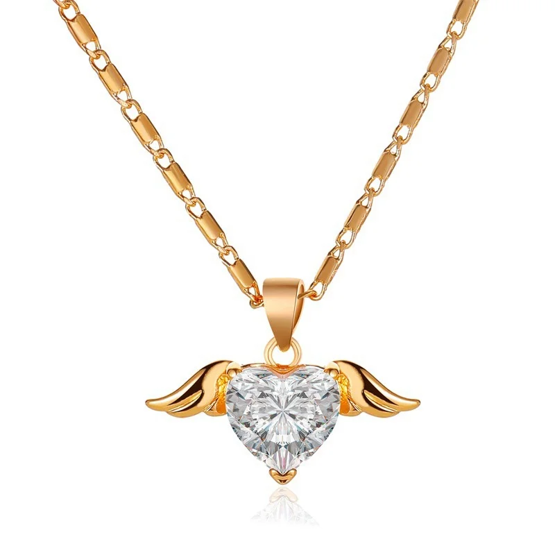 Heart-shaped Cubic Zirconia Chain Necklace Angel Wing Woman Pendant Necklace Fashion Jewelry Anniversary Gift
Heart-shaped Cubic Zirconia Chain Necklace Angel Wing Woman Pendant Necklace Fashion Jewelry Anniversary Gift