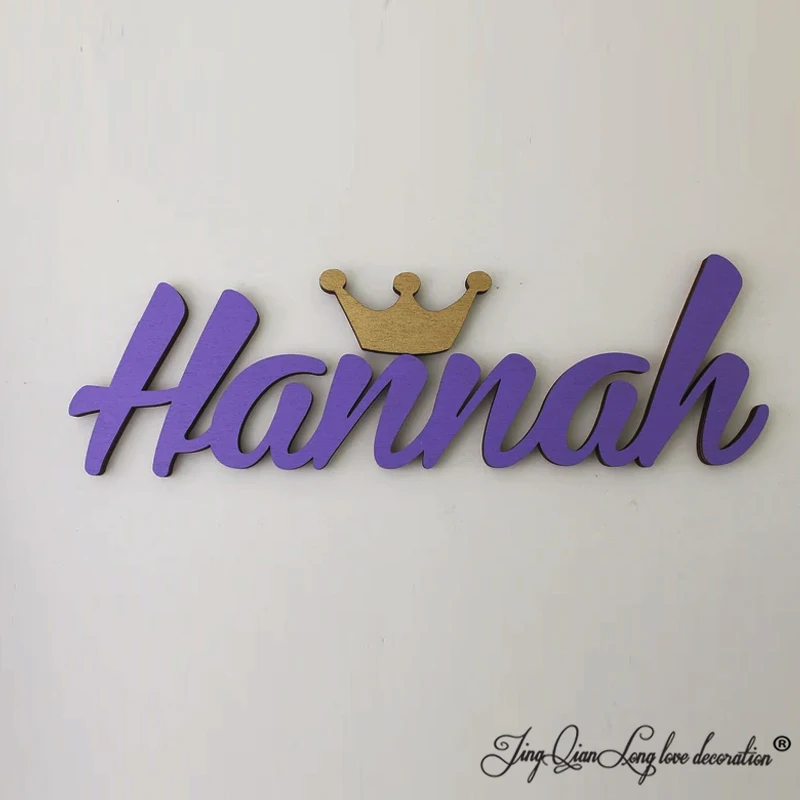 

Girl Name Sign with Princess Golden Crown Christening or Birthday Name Plaque for Princess Themed Party or Home Kids' or Nursery