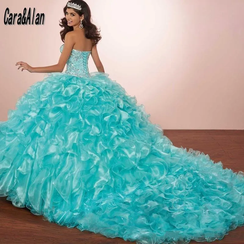 Turquoise Quinceanera Dresses With Bolero Organza Ruffles Crystal Beadeing Sweet 15 Pageant Gowns Vestidos De XV Años 2021
Turquoise Quinceanera Dresses With Bolero Organza Ruffles Crystal Beadeing Sweet 15 Pageant Gowns Vestidos De XV Años 2021