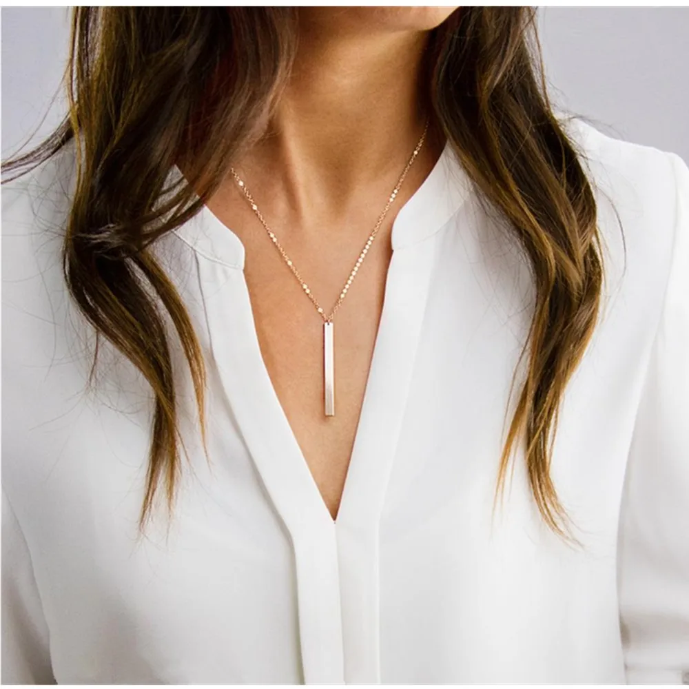 С вертикальными полосами ожерелье "координаты" Золотые прутки с гравировкой