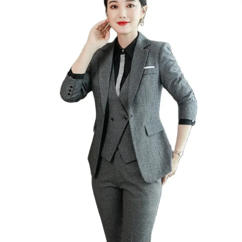 Lenshin 3 Pieces Set High-quality Vest Pant Suit Office Ladie Work Wear for Women Female Formal Gray Blazer Jacket with Trousers
Lenshin 3 Pieces Set High-quality Vest Pant Suit Office Ladie Work Wear for Women Female Formal Gray Blazer Jacket with Trousers