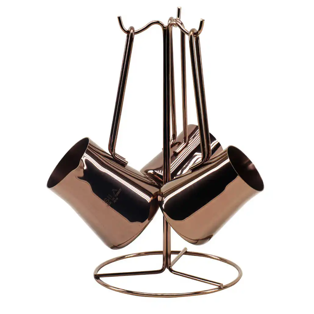 Meyra 4 Piece Standing Pyramid Steel Coffee Pot Kit Copper coffee cooking elegant design