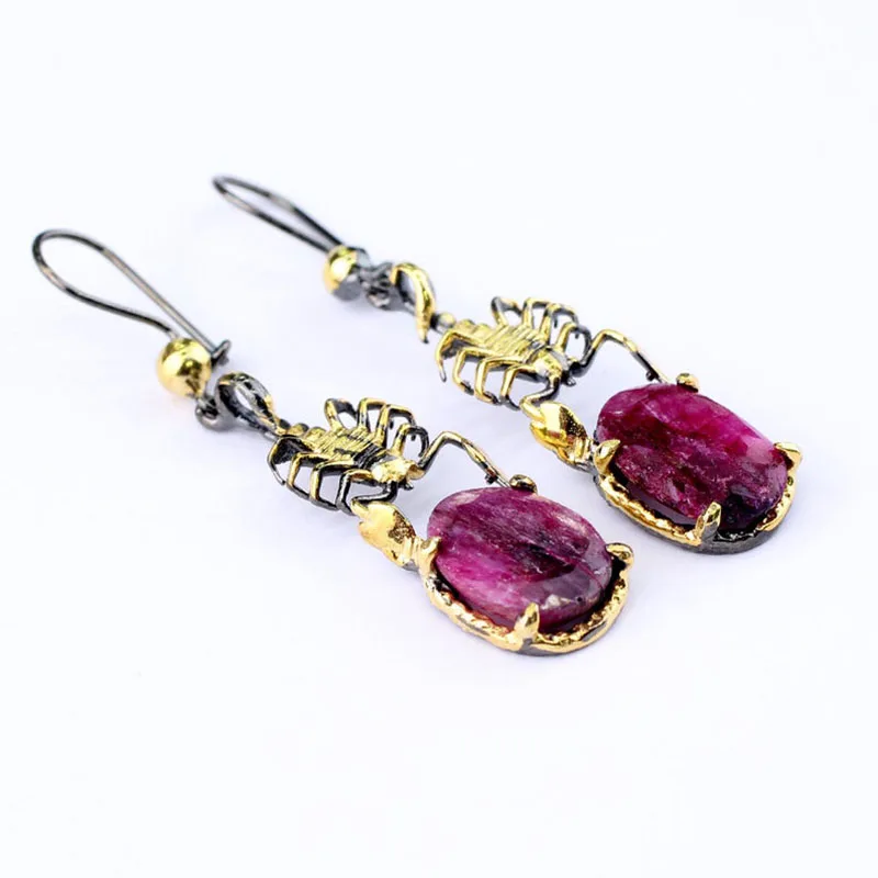 Women Dyed Ruby Scorpion Shaped Drop Handmade Silver Gold Plated Special Design Gift Earrings
Women Dyed Ruby Scorpion Shaped Drop Handmade Silver Gold Plated Special Design Gift Earrings